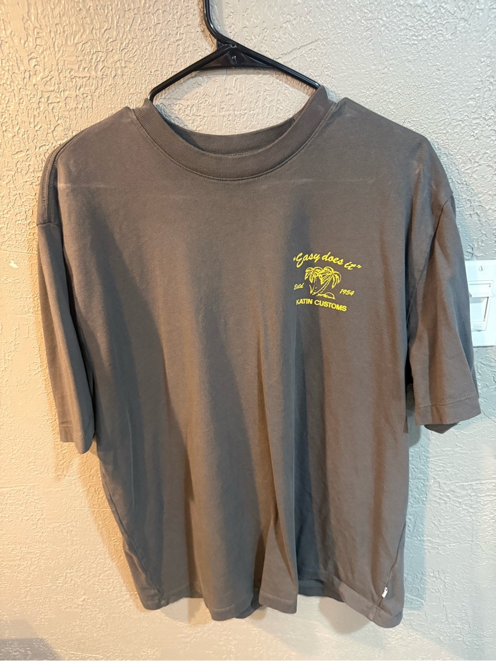 LG Short-Sleeve Gray Tee with Yellow Chest Graphic